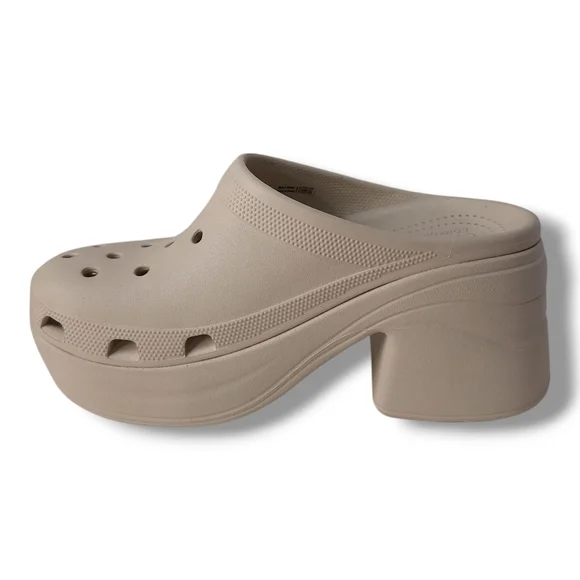 CROCS Unisex Bone 'SIREN' Heeled CROC Clogs Size W-10 M-8 - Picture 2 of 6
